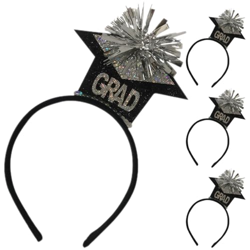 FRCOLOR 4 Stück Abschlussfeier Haarreif mit Doktorhut Mini Haaraccessoire für Graduierungsfeiern Spaß Haarband für Unvergessliche Fotos und Feierlichkeiten von FRCOLOR