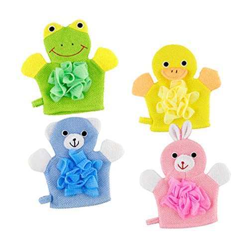 FRCOLOR 4stücke Junge Mädchen Peeling Badehandschuhe Körperreinigung Handschuhe Badehandtücher Mit Aufhängeöse Cartoon-design Für Bad Dusche von FRCOLOR