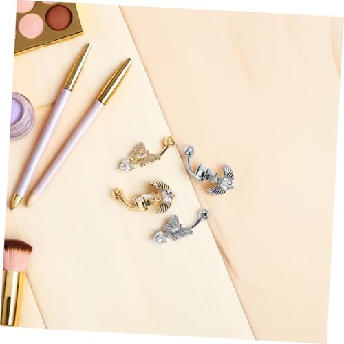 FRCOLOR 4 Stück Bauchnabelringe für Frauen mit Herz zirkonia und Schmetterlingsdesign Edelstahl Geeignet für Schwangerschaft Bauchnabelpiercing Modischer Körperschmuck für Sommerpartys von FRCOLOR