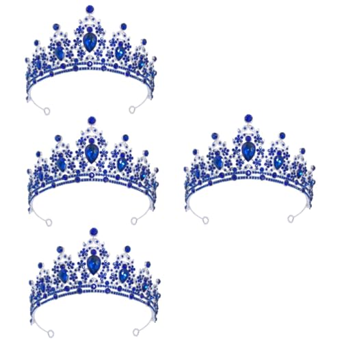 FRCOLOR 4 Stück Blaue Strasskrone Stirnbänder Hochzeitshaar Hochzeit Stirnband Braut Stirnband Brautkrone Tiara Kronen Für Frauen Strass-stirnband Prinzessin Zubehör Zinklegierung Blue von FRCOLOR