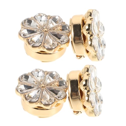 FRCOLOR 4 Stück Blumen-manschettenknöpfe Kristallknöpfe Für Bekleidung Krawattennadel Mit Strass Manschettenknopf Mit Strasssteinen Herrenmanschettenelemente Knopfclips Legierung Golden von FRCOLOR
