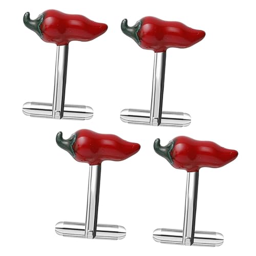 FRCOLOR 4stücke Teilige Manschettenknöpfe Mit Gefälschter Chilischote Modische Knopfabdeckungen Für Hemden Stilvolle Ärmelclips Für Herren Und Frauen Für Partys Und von FRCOLOR