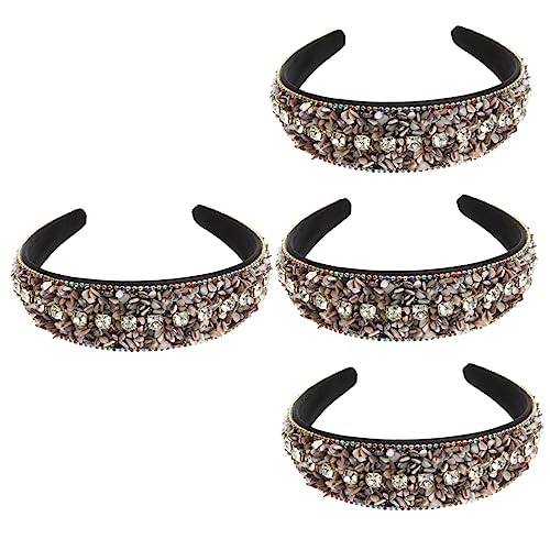 FRCOLOR 4 Stück Diamant-stirnband Schwarze Stirnbänder Für Frauen Strass-stirnbänder Für Frauen Strass-accessoires Für Frauen Bauschiges Stirnband Strasssteine Mädchen Juwel Fräulein von FRCOLOR