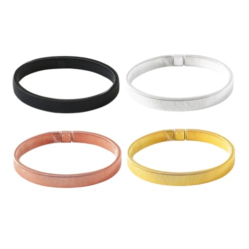 FRCOLOR 4stücke Metallarmband Für Männer Manschettenarmband Mit Stretch Metall Hülse Strumpfbänder Armbandschmuck Armreif Für Herren Herrenarmreif von FRCOLOR