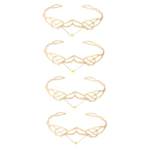 FRCOLOR Braut-Tiara 4 Stück Elfen-Vintage-Krone Hobbit-Kostüm Brauthochzeitskrone Stirnband die Krone Haarschmuck für die Hochzeit frauen kopfschmuck Haarband Partydeko Legierung Gold von FRCOLOR