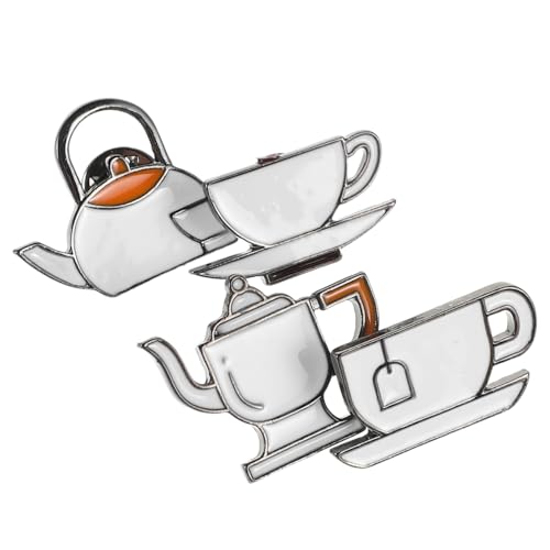 FRCOLOR 4 Stück Emaille Pins Cartoon Teetasse und Brosche für Rucksack Hut Kleidung und Taschen Dekoration für Kaffeeliebhaber und Teefans von FRCOLOR