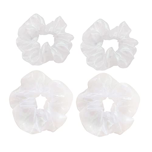 FRCOLOR 4 Stück Haargummis Aus Organza Satin-haargummis Haargummi Für Frauen Haargummis Mit Bommeln Knusprige Haargummis Seidiges Haarschmuck Bling Haarband Weiß Lüster Fräulein Metall von FRCOLOR