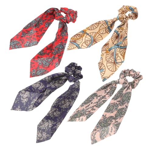 FRCOLOR 4stücke Boho-stil Haargummis Schal Haargummis Haarringe Langes Haarseil Für Frauen Damen von FRCOLOR