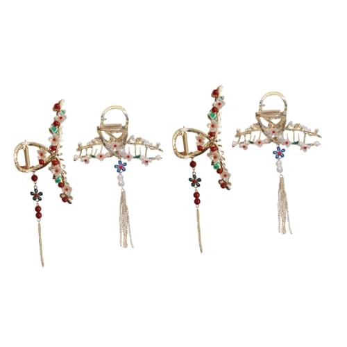 FRCOLOR 4 Stück Haarnadel Haar Accessoires Haarspangen Für Mädchen Schwarze Haarschleife Perlen Haarklaue Perlen Klauenklammer Quasten Haarspangen Mädchen Haarspangen Für Haare von FRCOLOR