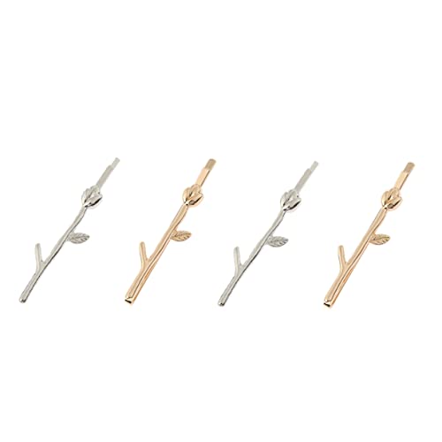 FRCOLOR 4 Stück Einfache Ast Haars Pange Blatt Haarspangen Accessoires Für Brautjungfernfrisuren Haarspangen Für Damen Zweig Bobby Pin Faules Haarnadelwerkzeug Frau Metall Legierung Mini von FRCOLOR