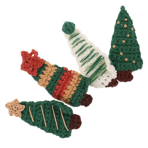 FRCOLOR 4stücke Teiliges Weihnachts-haarclip Gestrickter Süße Weihnachtsbaum-haarspangen Für Mädchen Und Kleinkinder Festliche Haarschmuck-accessoires Für Feiertage von FRCOLOR
