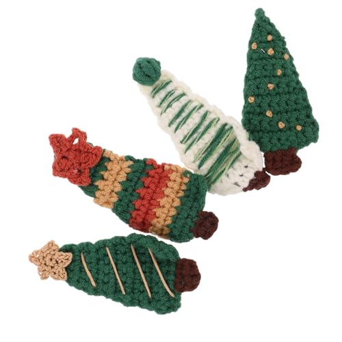 FRCOLOR Weihnachts-haarspangen Mit Gestricktem Weihnachtsbaum 4er-pack Weihnachts-haarnadel Weihnachts-haarschmuck Für Mädchen Schnapp-haarnadeln Für Partys von FRCOLOR