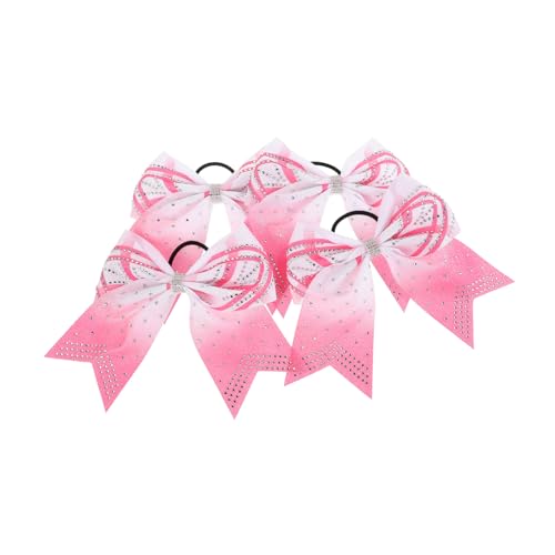 FRCOLOR 4 Stück Haarspange Mit Schwalbenschwanzschleife Mädchen Haarschleifen Haarstyling-accessoires Haargummis Mit Strasssteinen Mädchen Jubeln Mit Bögen Schleifenhaar Rosa Polyester von FRCOLOR