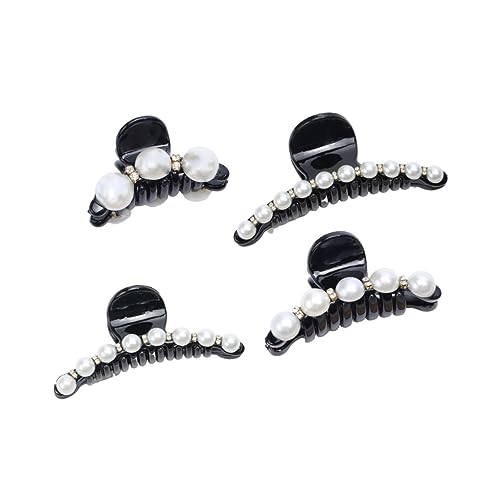 FRCOLOR 4 Stück Haarspangen haarclips haarnadeln haarklemmen haarklammern hairclip Haarperlen für Zöpfe Haargummis mit Strasssteinen Gesichtsschmuck-Aufkleber Perle Haarspange Black von FRCOLOR