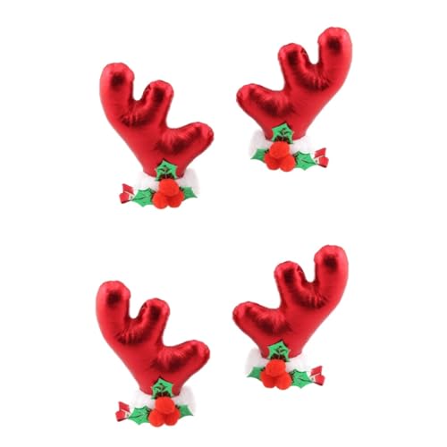 FRCOLOR 4 Stück Haarspangen haarspange kinder haarklammer kinder weihnachtshaar schmuck Geweih Haarspange Haarschmuck für Mädchen Haarnadel Kopfschmuck für Mädchen kreative Haarspange rot von FRCOLOR