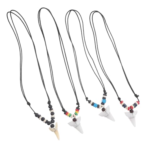 FRCOLOR 4 Stück Haifischzahn Anhänger Zahnornamente Surferhai Halskette Haifisch Surfer Halskette Haifischzahn Große Haifisch Surfer Anhänger Kleiner von FRCOLOR