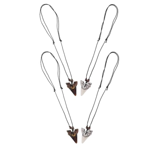 FRCOLOR 4stücke Haifischzahn- Für Männer Einzigartige Strand Und Surfer-schmuckstücke Mit Stylischen Anhängern Weiß Und Braun Unisex Ocean Jewelry Für von FRCOLOR
