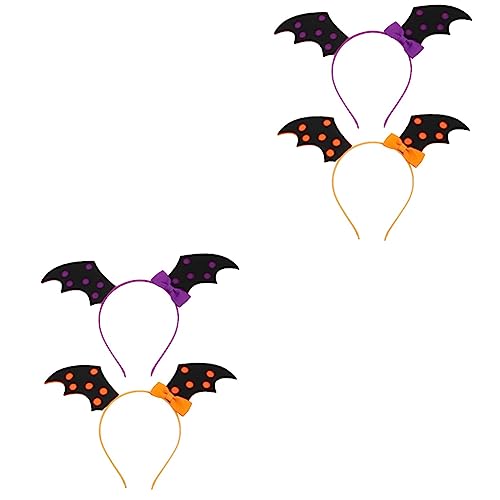 FRCOLOR 4 Stück Halloween-stirnband Fledermaus-stirnband Für Mädchen Halloween-kostüm-stirnband Fledermausohren Stirnband Erwachsene Halloween-haarband Geschenk Vlies Erwachsener Kind von FRCOLOR