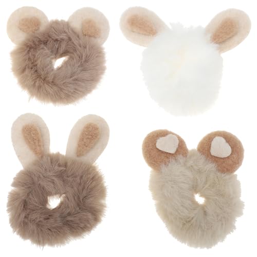 FRCOLOR 4 Stück Hasen Ohren Haarschmuck Elastischer Haarring Mädchen Hasenohr Kopfschmuck Haarsträhnen Haargummis Haargummi Für Mädchen Modisches Haarband Hasenohrringe Plüsch Brown von FRCOLOR