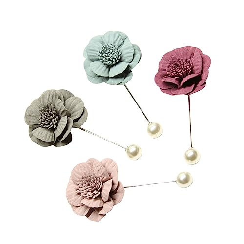 FRCOLOR 4 Stück Herren Ansteckblumen Set Stücken Mehrfarbige Anstecknadel für Hochzeiten Handgefertigte Broschen für Anzüge Stilvolles Zubehör für Besondere Anlässe von FRCOLOR