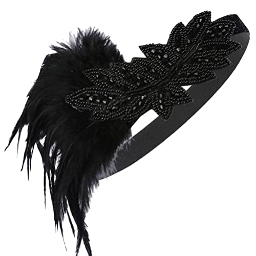 FRCOLOR 4 Stück Hochzeits-feder-stirnband Gatsby-accessoires Für Frauen Flapper-stirnband Haarschmuck Hochzeitszubehör Schwarzes Bandana-stirnband Cosplay 20er Schal Polyester von FRCOLOR