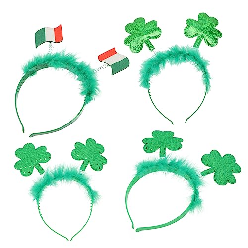 FRCOLOR 4 Stück Klee Stirnband St. Patricks Day Kostüm Patrick Haar-Accessoire Kopftuch Kleidung Stirnband für Kinder Erwachsene patrick grüner kopfschmuck bilden Yingschi von FRCOLOR