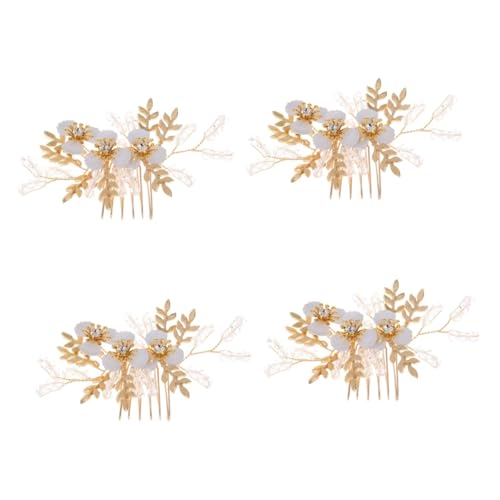 FRCOLOR 4stücke Hochzeits Haarschmuck Mit Goldenen Blüten Und Blättern Eleganter Braut Haarkamm Für Hochzeiten Und Besondere Anlässe Romantisches Accessoire Für Und Mädchen von FRCOLOR