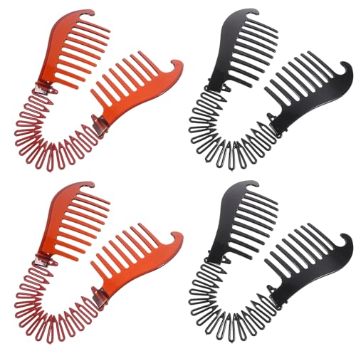 FRCOLOR 4 Stück Kreative Haarspangen von Bannathyne, Bananen-Haarspangen, klassischer Haarkamm, Bananen-Clips, Pferdeschwanz-Haarhalter für Frauen und Mädchen von FRCOLOR