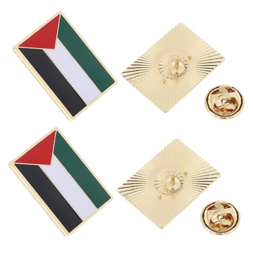 FRCOLOR 4 Stück Metall Palästina Flaggen Anstecknadeln Langlebig Detailgetreu als Reverspin Rucksack Pin Modisches für Palästina Fans und Sammler von FRCOLOR