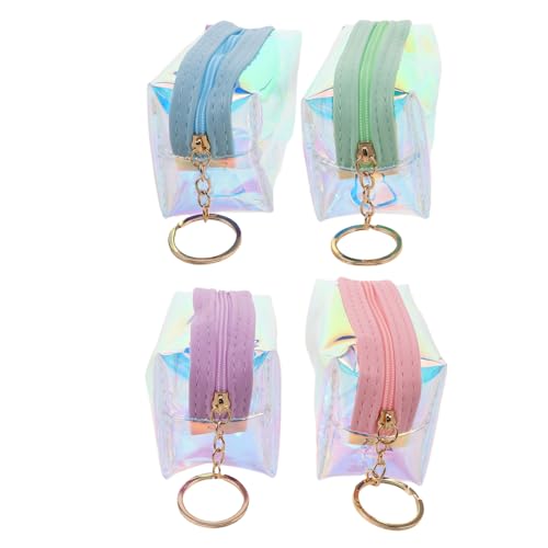 FRCOLOR 4stücke Mini-geldbörse Mit Schlüsselanhänger Kleine Transparente Geldbörse Für Münzen Beutelgeldbörse Mit Reißverschluss Münzgeldbörse Für Teenager-mädchen Geldbeutel Mit Mini- von FRCOLOR