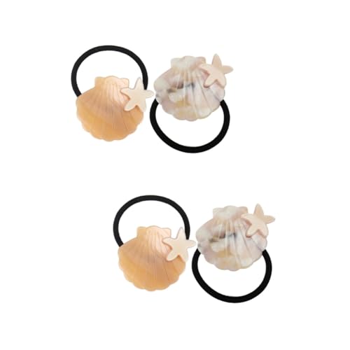 FRCOLOR 4 Stück Muschel Stern Haargummis Pferdeschwanzhalter Kinder Haargummis Muschel Bobbers Muschel Haarband Haar Accessoire Für Frauen Damen Stirnbänder Für Kurzes Haar Mädchen von FRCOLOR