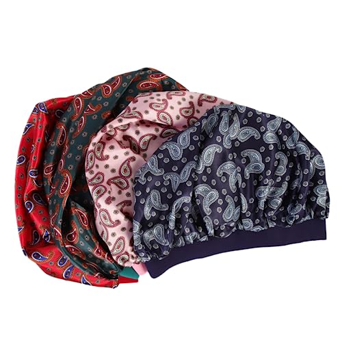 FRCOLOR 4 Stück Nachtmütze Haarschutzmütze Bandanas für Frauen Haube aus Seidensatin Satinhaube glatte Hauben Mütze für Frauen Breitseite Duschhaube Frisiermütze Schal Fräulein Kapuze von FRCOLOR