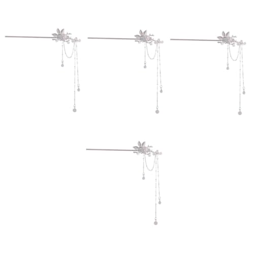 FRCOLOR 4 Stück Süße Antike Haarnadel Antike Haargabel Hanfu-haarstab Quaste Haarstab Chinesischer Haarstab Mit Quaste Haarstab Für Brötchen Kettendekor Die Kette Mädchen Legierung Kind von FRCOLOR
