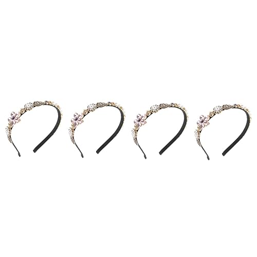 FRCOLOR 4 Stück Perlen Und Diamant Stirnband Strass Perlen Stirnband Strass Kopfbedeckung Für Frauen Haar Accessoire Für Mädchen Stirnbänder Kopfbedeckung Damen Stirnbänder von FRCOLOR
