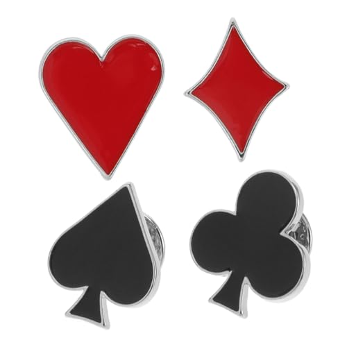 FRCOLOR 4 Stück Poker Motiv Broschen Teilig Emaille Anstecknadeln für Kleidung und Strickjacken Vielseitige Lapel Pins für Hüte Rucksäcke Cardigan Clips Modische Accessoires für Damen von FRCOLOR
