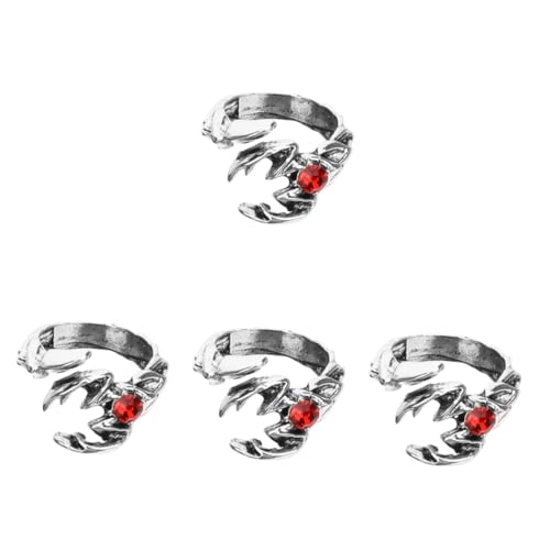 FRCOLOR 4 Stück Punk mit Offenen Design für Verstellbarer mit Roten Stilvolles Accessoire für Finger Vintage Hip Hop Schmuck für Partys Besondere Anlässe von FRCOLOR