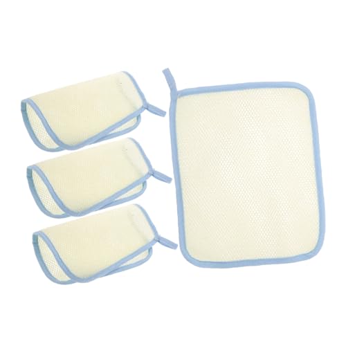 FRCOLOR 4 Stück Quadratischer Handtuch-seifenbeutel Peeling-waschlappen Spa-bad-dusch-peeling Peeling-körpertuchdusche Seifenschaum Zum Waschen Des Gesichts Peeling-hauttuch Nylon Beige von FRCOLOR