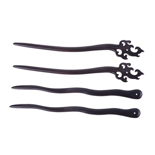 FRCOLOR 4pcs Vintage Sandelholz Haarnadel Für Frauen Mädchen Retro Haarnadel Haar Clip Einfache Design von FRCOLOR