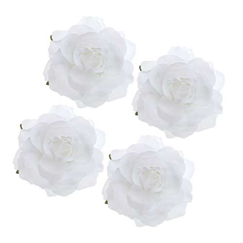 FRCOLOR 4 Stück Haarspange Mit Roten Blumen Haarbrosche Zur Hochzeit Haarblumenklammer Blumennadeln Hochzeitshaarschmuck Für Frauen Blumenklammern Für Die Haare Rose Weiß Braut Mädchen von FRCOLOR