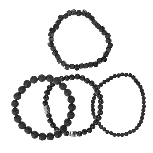 FRCOLOR 4stücke Schwarzes Herrenarmband Aus Kupfer Mit Zirkonen Elastisches Design Für Alltag Und Partys Langlebig Und Kratzfest von FRCOLOR