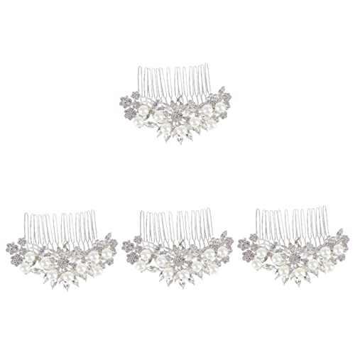 FRCOLOR 4 Stück Silberner Haarkamm Für Frauen Haarschmuck Für Die Hochzeit Haarkamm Mit Perlen Und Strass Vintage Hochzeitskamm Hochzeit Haarkamm Handgemacht Hochzeitskleid Braut von FRCOLOR