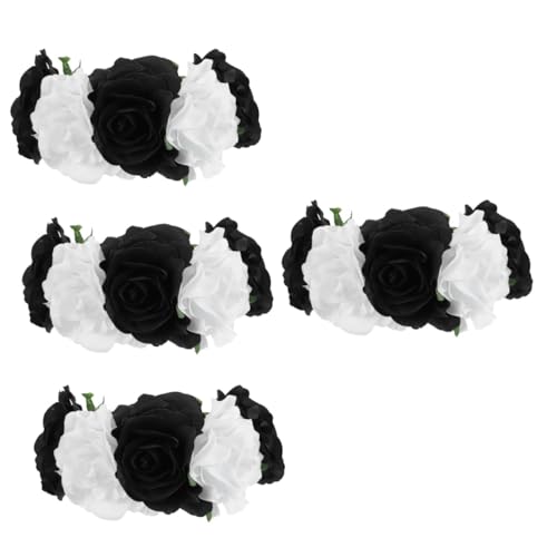 FRCOLOR 4 Stücke Elegante Rose Stirnband Kopfschmuck Für Weihnachten Hochzeit Halloween Cosplay Party von FRCOLOR