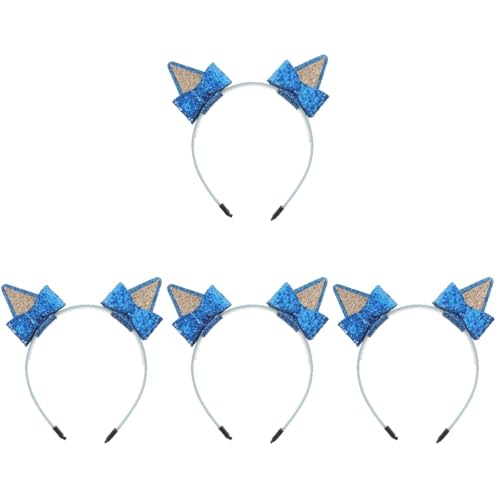 FRCOLOR 4 Stück Stirnband Tierhaarband Dekorationen Für Katzenpartys Katze Kopfschmuck Cosplay Kostüm Kopfbedeckung Glitzernde Haarbänder Katzenohrschleife Ohrringe Metall Kind Karikatur von FRCOLOR