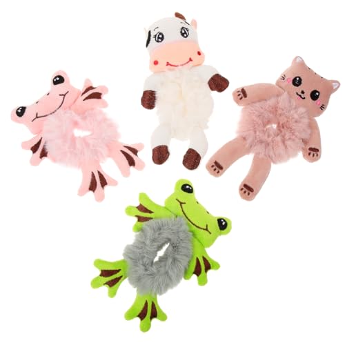 FRCOLOR 4stücke Pelzige Haarspangen Aus Plüsch Elastische Haarbänder Für Pferdeschwanz Flauschige Haargummis Als Accessoires Für Mädchen Und Junge Frauen von FRCOLOR