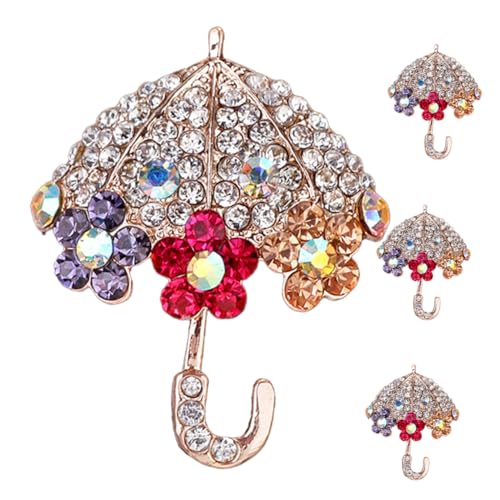 FRCOLOR 4 Stück Strass Regenschirm Broschen Funkelnde Anstecknadeln für Damenbekleidung Rucksäcke Mäntel und Hüte Modisches Accessoire mit Glänzendem Design von FRCOLOR