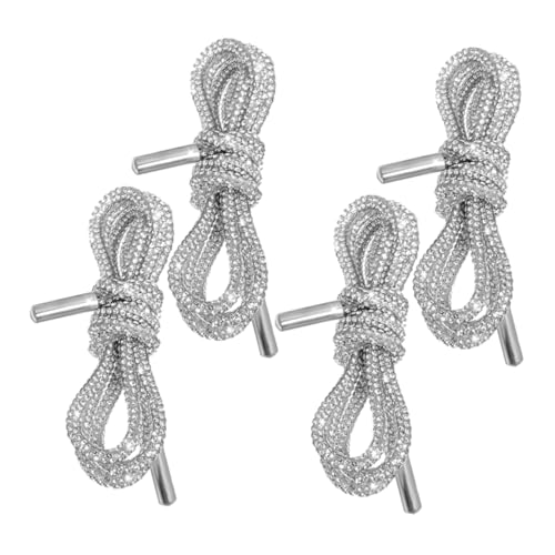 FRCOLOR 4 Stück Strass Schnürsenkel Weiß Einstellbare Glitzernde Schuhbänder für Schuhe Kapuzenpullis Hosen und DIY Kleidung Funkelnde Accessoires für Damen und Herren von FRCOLOR