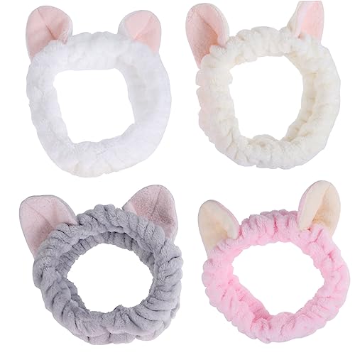 FRCOLOR 4stücke Katzenohren Haarbänder Für Party Und Sport Mit Hasenohren Stirnbänder Make-up Haarband Kosmetik Kopftücher Waschbar Und Mehrfach Verwendbar von FRCOLOR