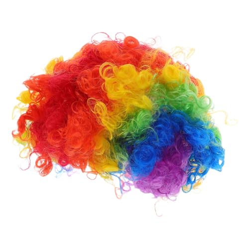 FRCOLOR 4 Stück Teiliges Afro Party Perücke Kurz Lockig Bunt Synthetisch Hippie Disco Rocker Wig Clown Cosplay für Halloween Weihnachtsfeier Gruppenveranstaltungen von FRCOLOR