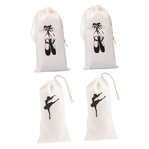 FRCOLOR 4 Stück Teiliges Ballettschuh aufbewahrungsset mit Kordelzug Tragbarer Tanzschuhtasche aus Langlebigem Material Vielseitige Ballettschuhbeutel für Mädchen für Tanzunterricht und von FRCOLOR