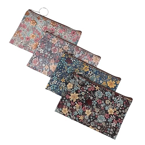 FRCOLOR 4stücke Blume Druck Geldbörse Kleine Baumwolle Tuch Frau Ändern Geldbörse Reißverschluss Brieftasche von FRCOLOR